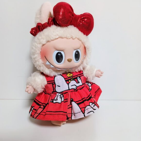 Snoopy Woodstock Handmade Outfit Dress and Metallic Bow for Labubu - Picture 3 of 4
